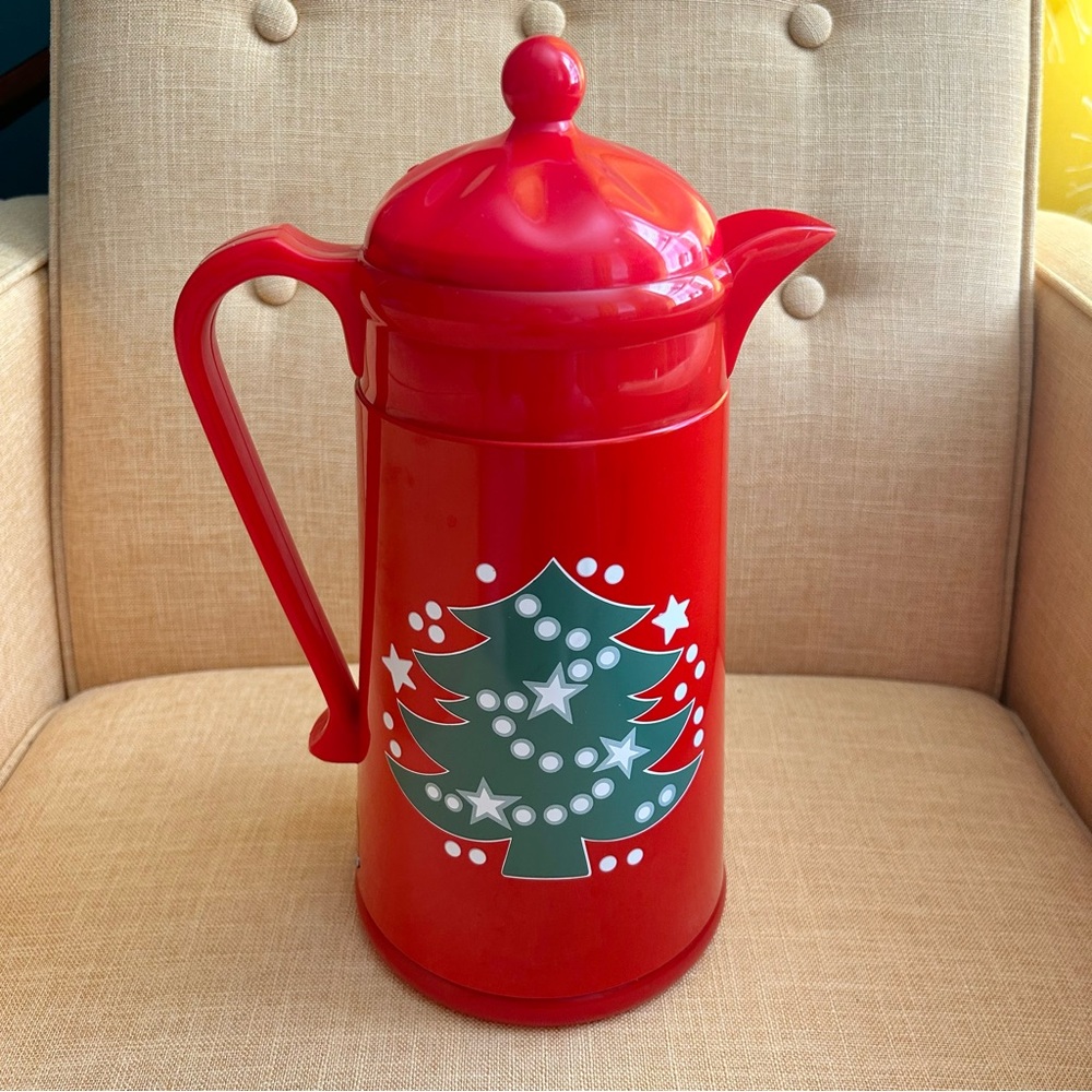 Vintage Waechtersbach 1 Liter Carafe Christmas tree red green thermos pitcher